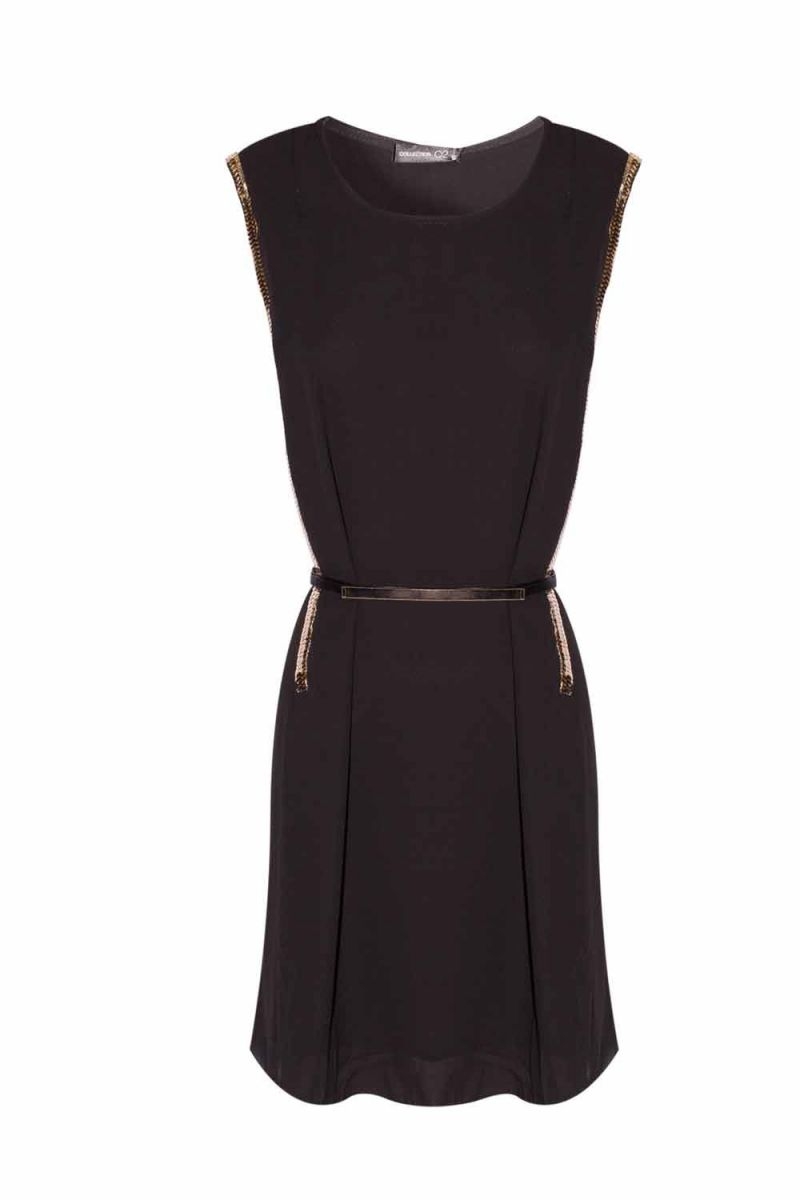 vestido de fiesta corto negro con adornos